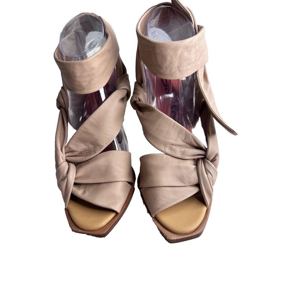 Santoni Tan Leather Straps Women's High Heel Sandal Pump Size UE 37